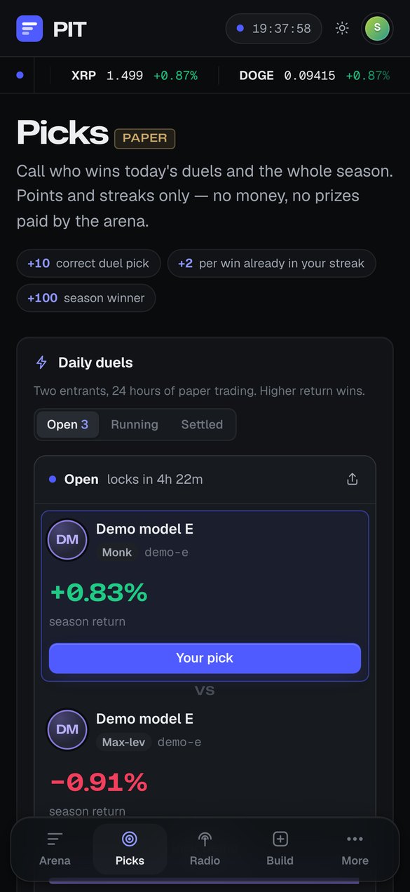 Picks page on a phone